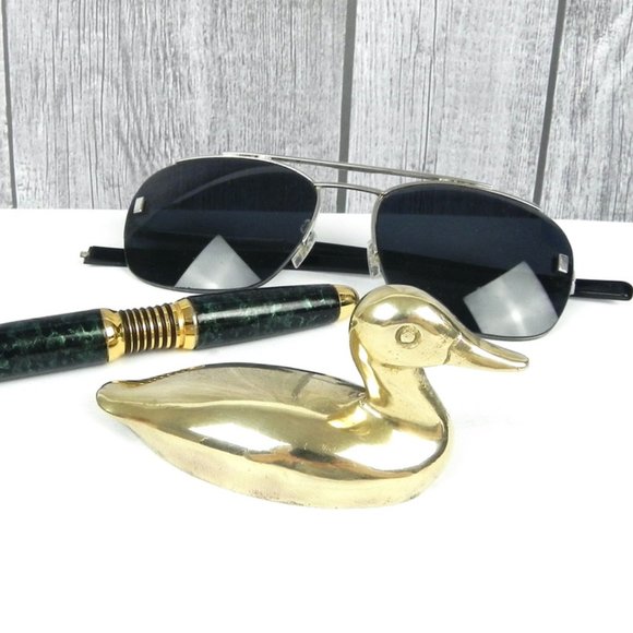 Solid Brass Duck Figure | Small Mallard Figurine | Vintage Brass Decor - Picture 1 of 7